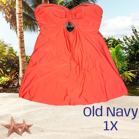 Old Navy - 1X Coral Strapless Swim Dress - Picture 1 of 2